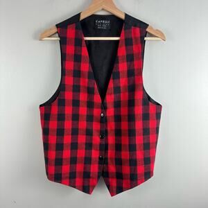 Vintage Capelli Designs  Buffalo Plaid Check Vest Red Black Women's